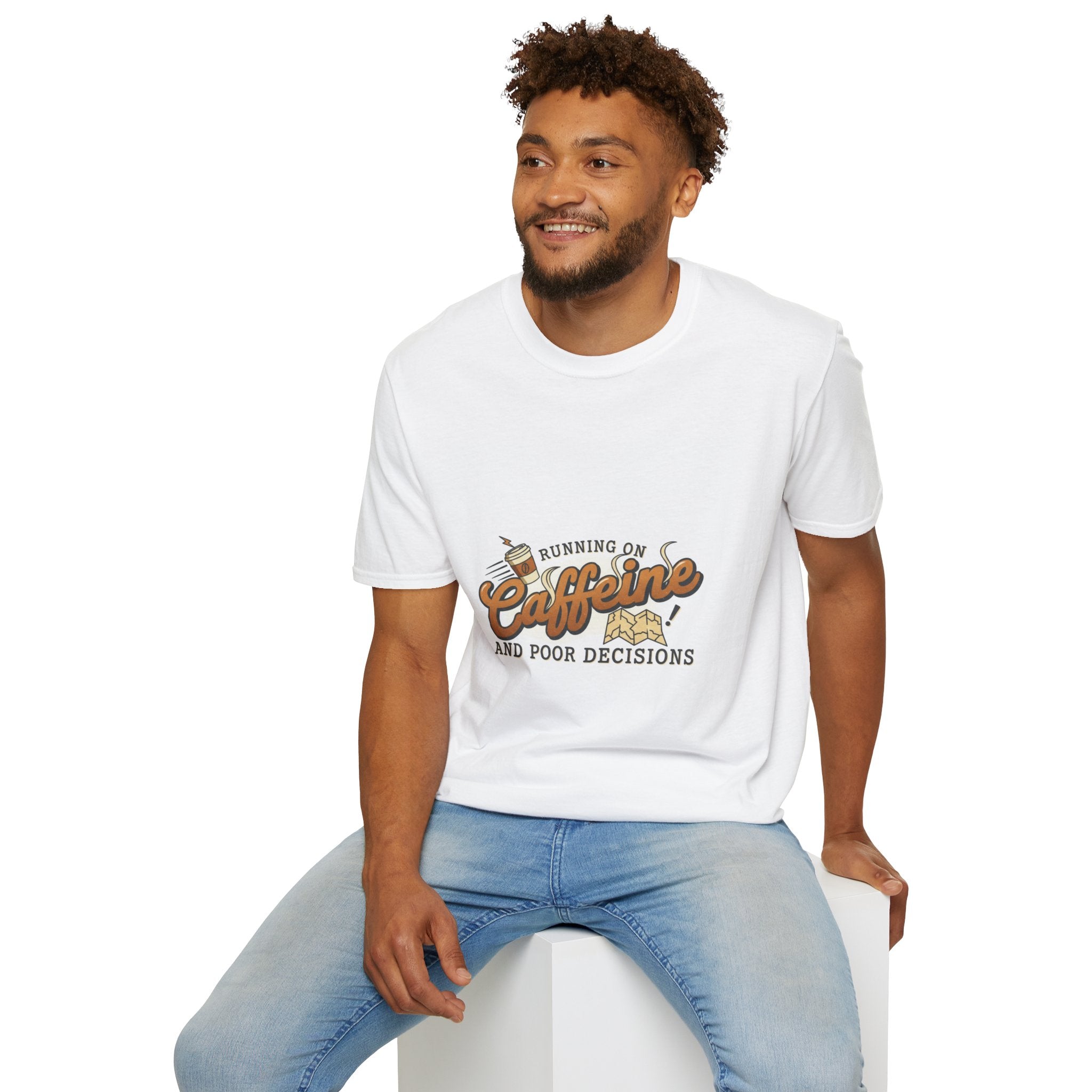 Caffeine & Poor Decisions T-Shirt — Funny Coffee Graphic Tee